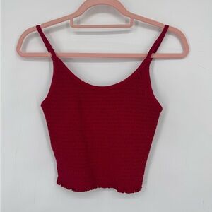 Hollister Women's Red Stretchy Crop Tank Top Size Medium Y2K